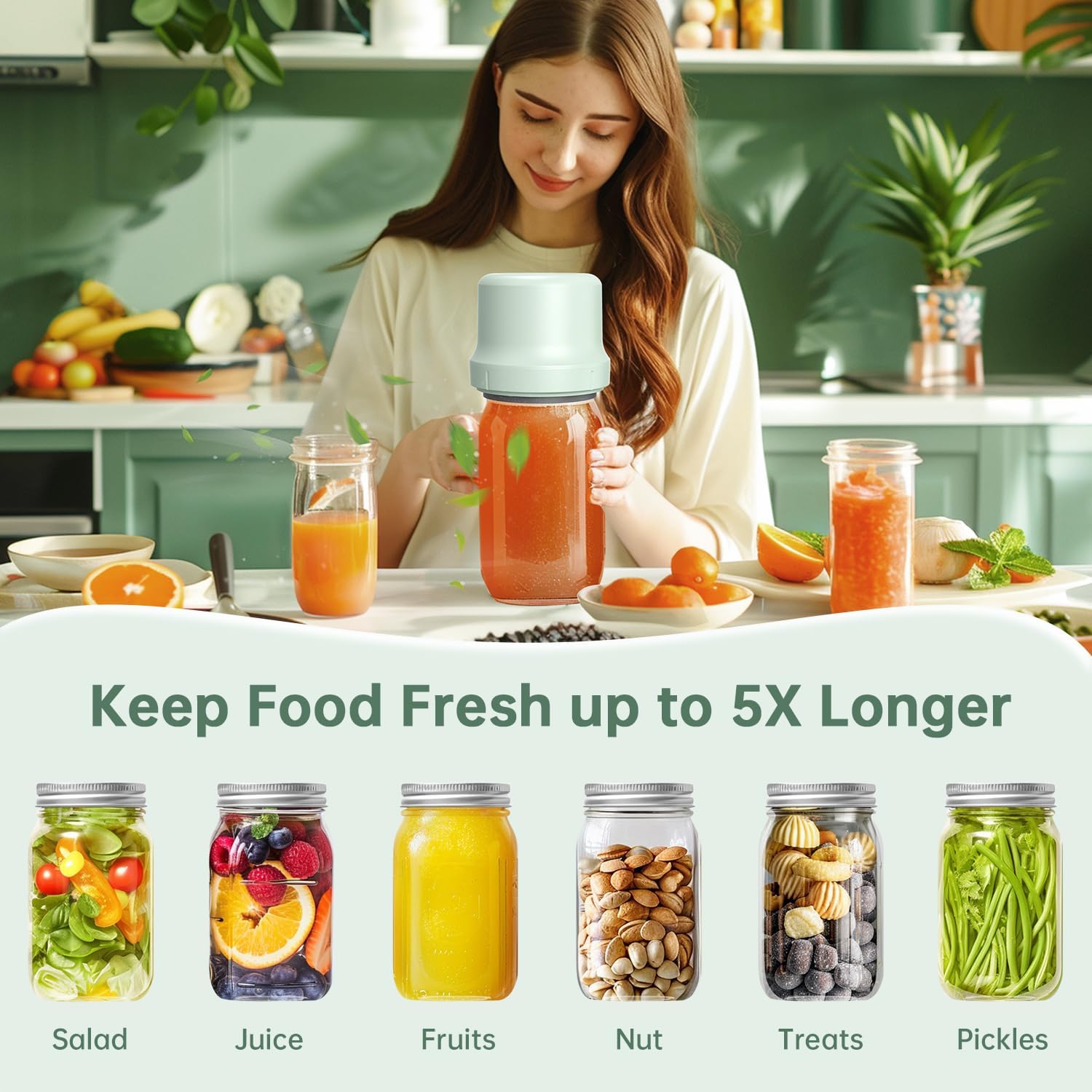 Moriko Mason Jar Vacuum Sealer - Electric Mason Jar Vacuum Sealer Kit with Regular and Wide Mouth Mason Jar Lids, Canning Vacuum Sealer for Food Storage (Black), Medium, Green Moriko Mason Jar Vacuum Sealer - Electric Mason Jar Vacuum Sealer Kit with Regular and Wide Mouth Mason Jar Lids, Canning Vacuum Sealer for Food Storage (Black), Medium, Green